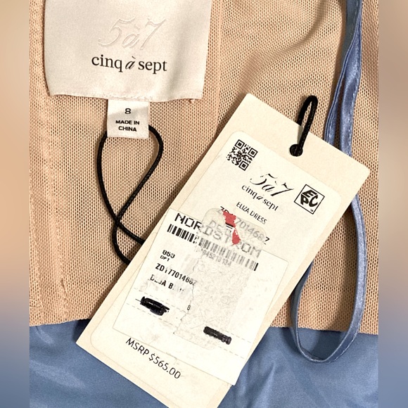 NWT Cinq a Sept Deja Blue Eliza Silk Asymmetrical Midi Dress -Sz 8 - Picture 6 of 9